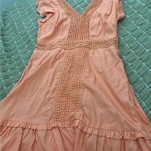 Macy's Peach Lace Casual Dress
